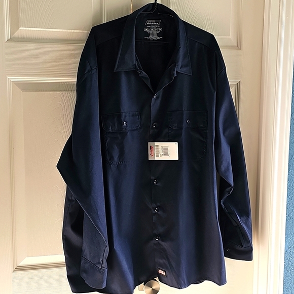 NWT Men's Dickies Temp Control Essential Long Sleeved Work Shirt 3XL Navy Blue - Picture 2 of 11